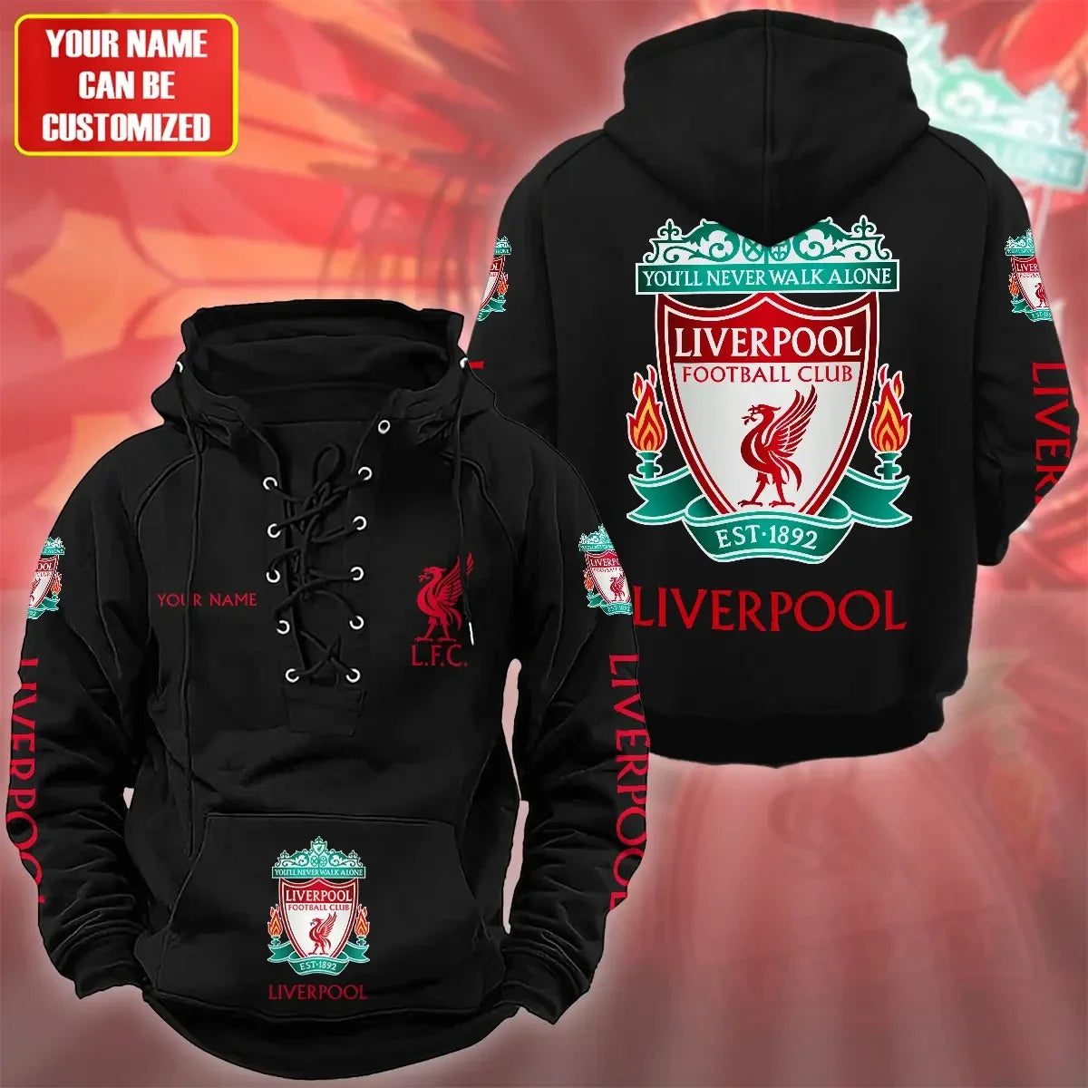 Personalized Liverpool Lace-up Cotton Hoodie