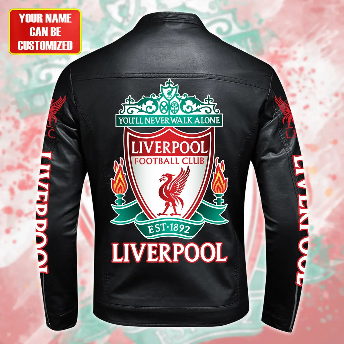 Personalized Liverpool Leather Bomber Stand Collar Jacket
