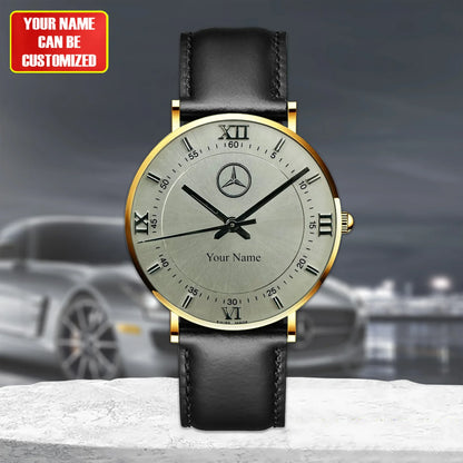 Personalized Mercedes Luxury Quartz Leather Watch