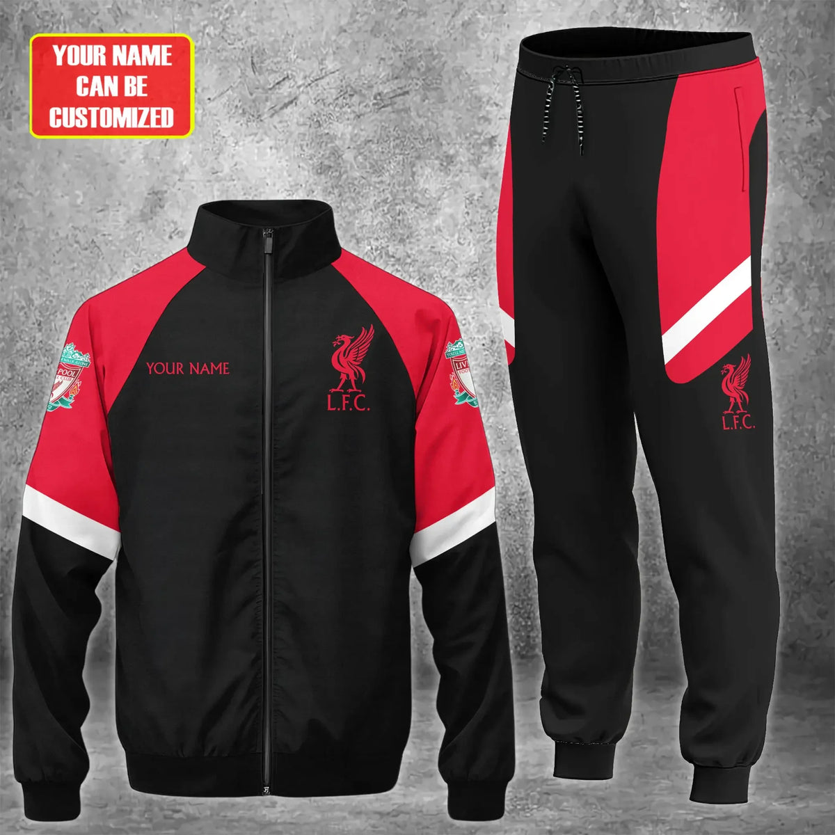 Personalized Liverpool Zipper Stand Collar Jacket & Sweatpants Set