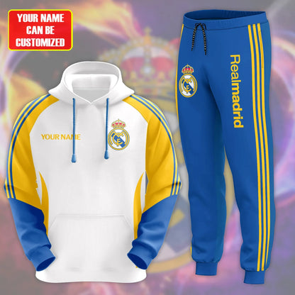 Personalized Real Madrid Zipper Stand Collar Jacket & Sweatpants Set