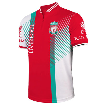 Personalized Liverpool 3D Zipper Polo and Sweatpants Set