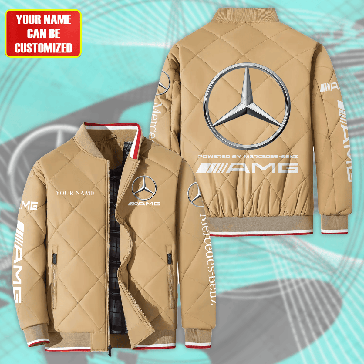 Personalized Merc AMG Puffer Bomber Jacket