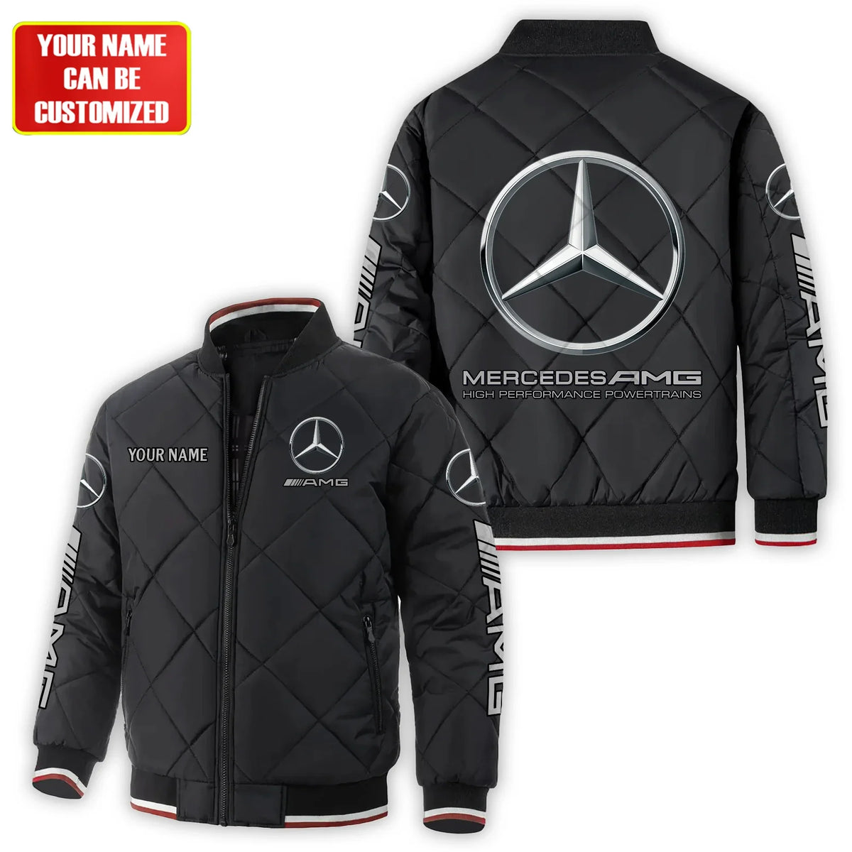 Personalized Merc AMG Puffer Bomber Jacket