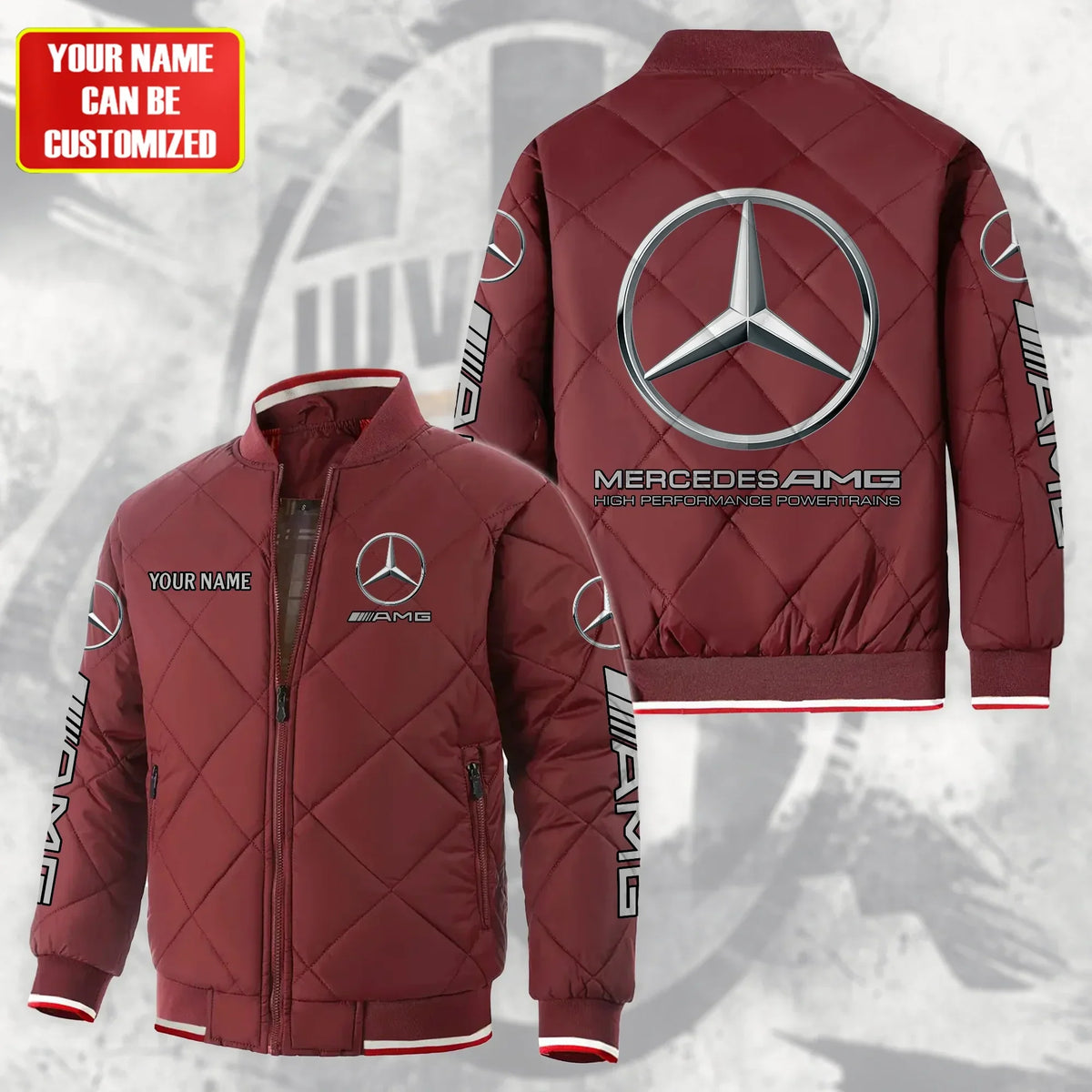 Personalized Merc AMG Puffer Bomber Jacket
