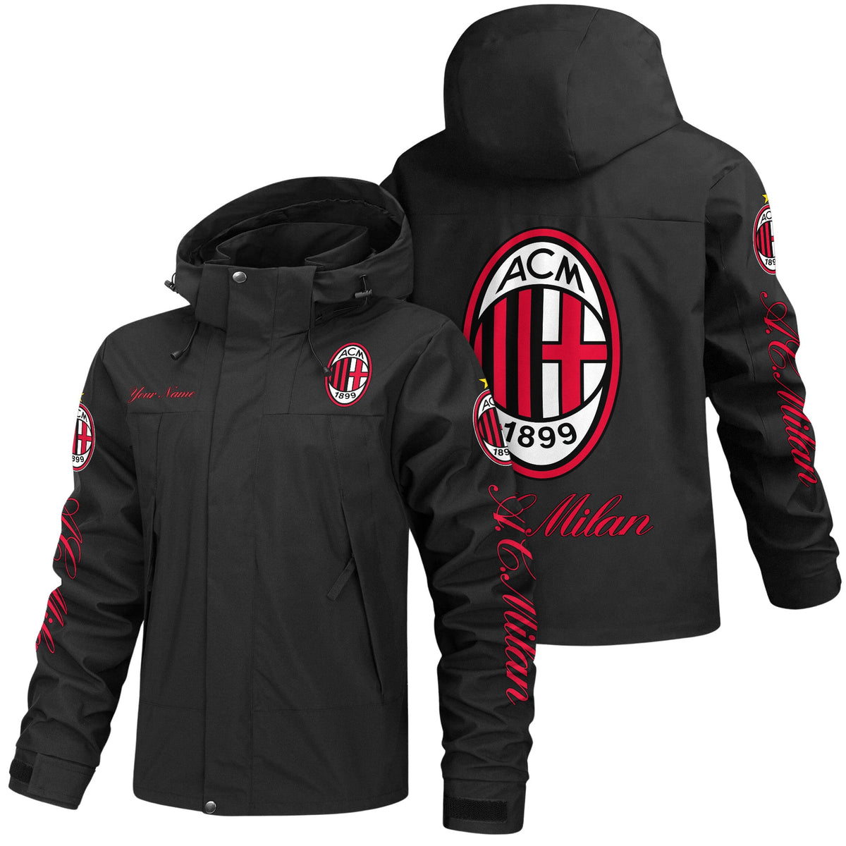 AC Milan Outdoor Sports Wind & Waterproof Drawstring Jacket