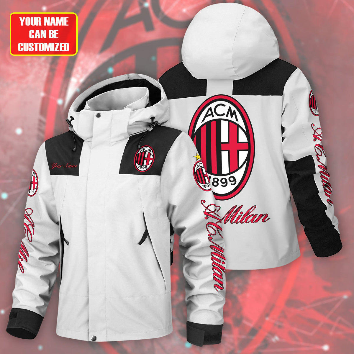 AC Milan Outdoor Sports Wind & Waterproof Drawstring Jacket