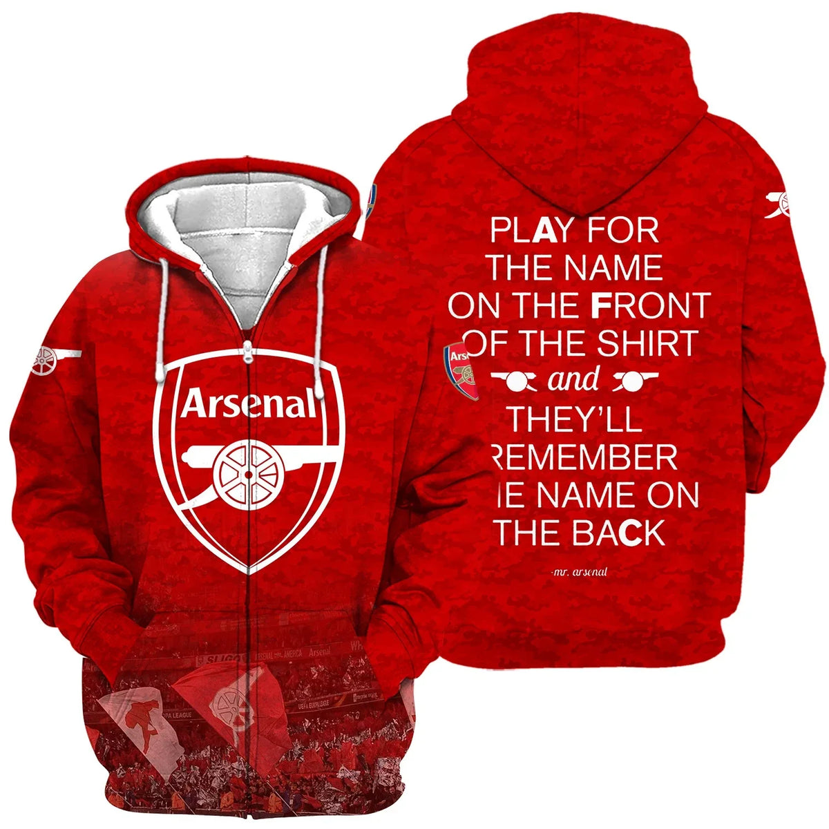 Personalized Arsenal 3D Full Printing Set , Arsenal Shirt , Zipper Polo, Hoodie , Short , Polo ,hawaii