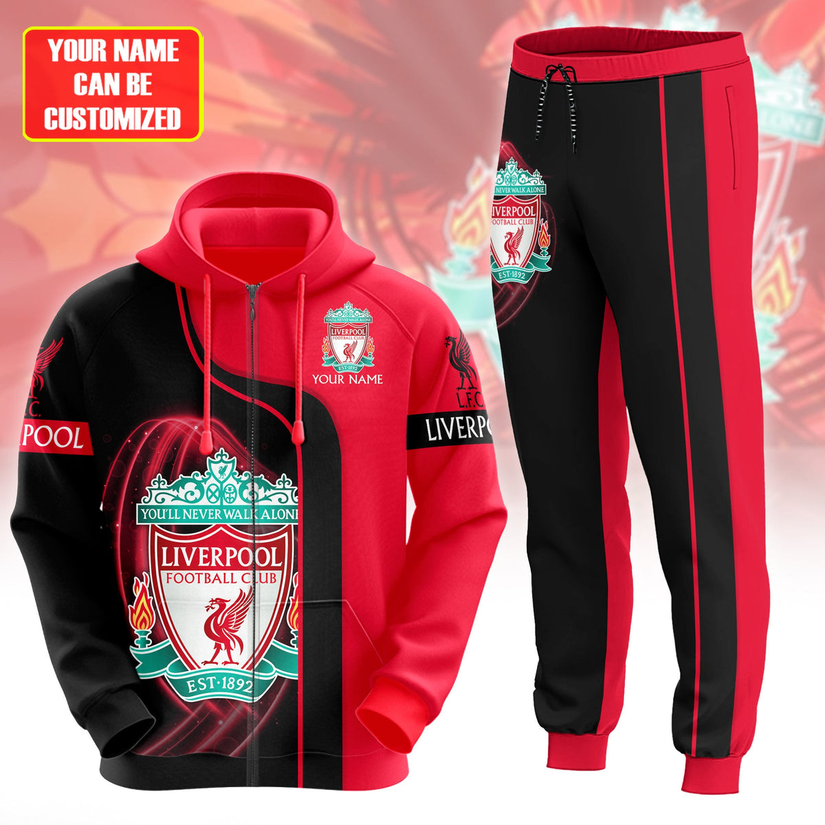 Personalized Liverpool 3D All over Printed Hoodie and Sweatpants set V3