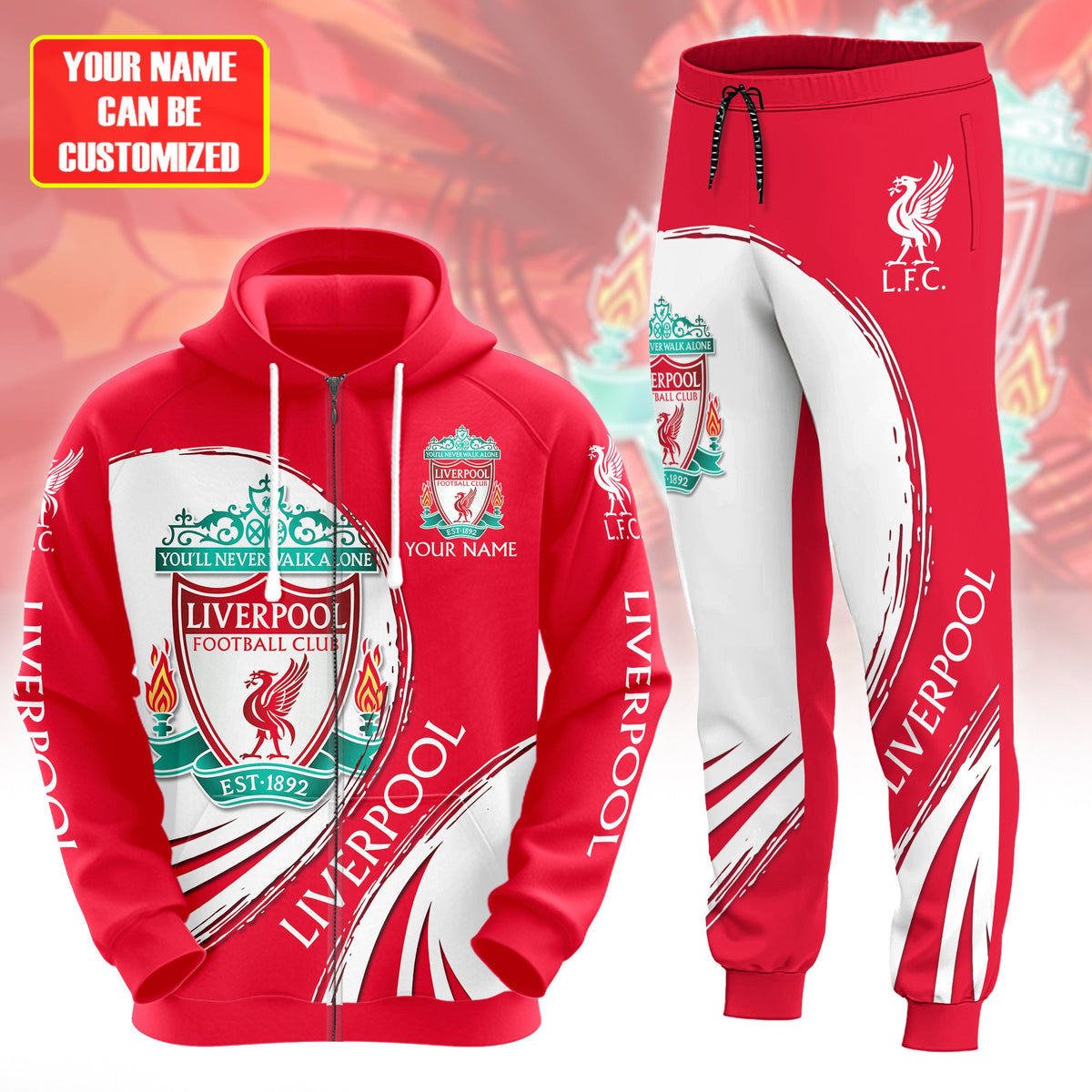 Personalized Liverpool 3D All over Printed Hoodie and Sweatpants set