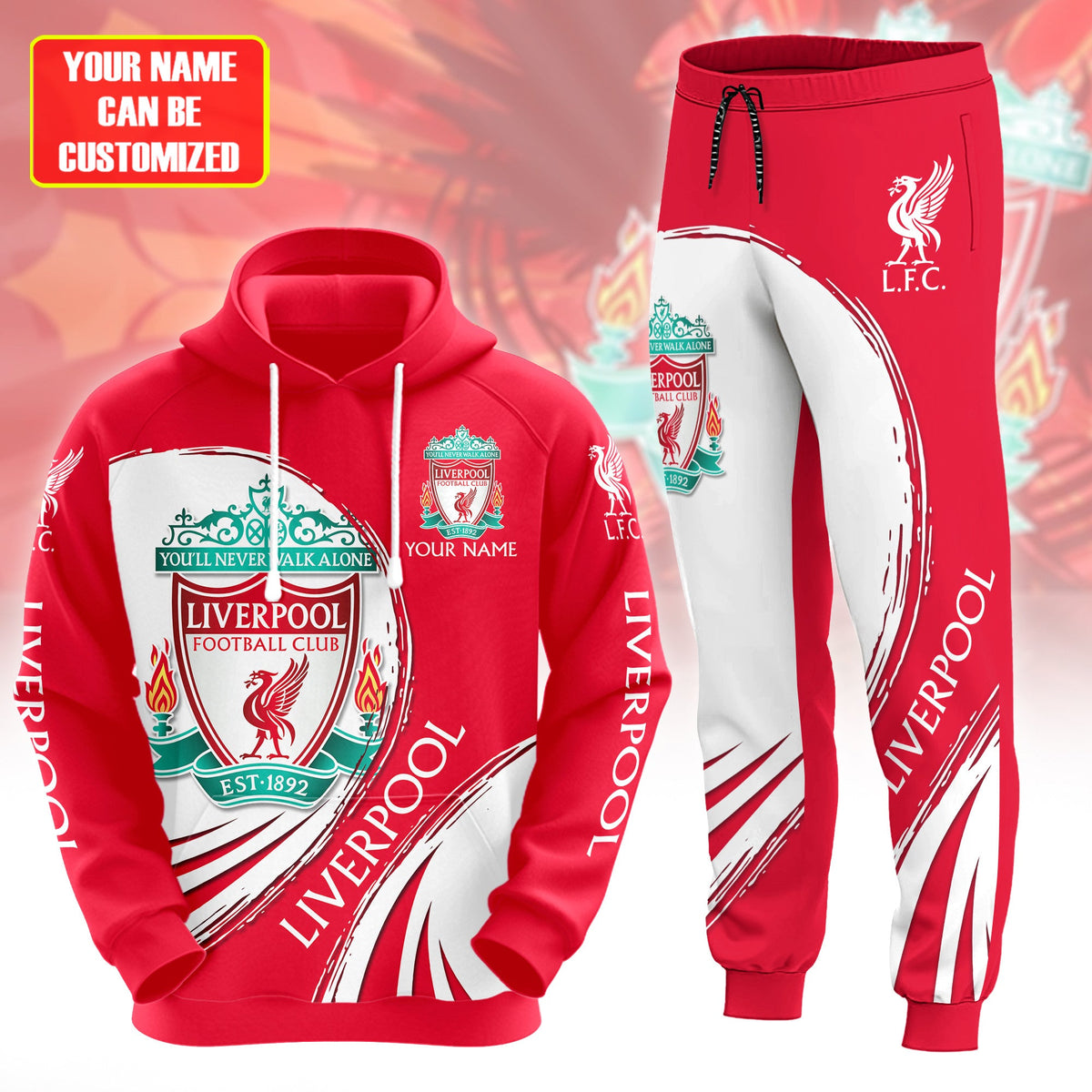 Personalized Liverpool 3D All over Printed Hoodie and Sweatpants set