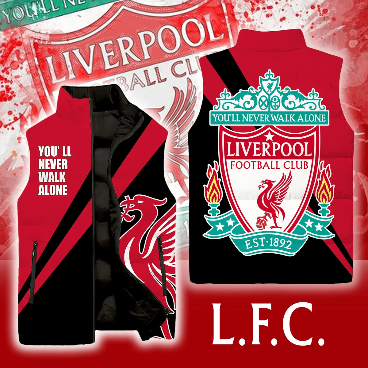 Liverpool V3 Sleeveless Windproof Puffer Jacket 3D