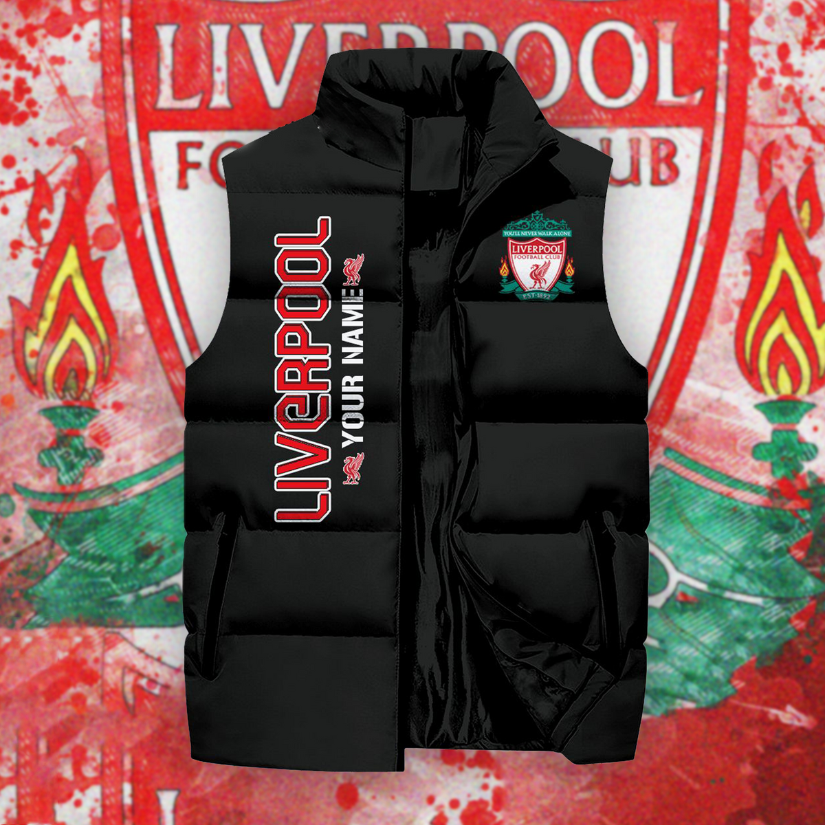 Personalized Liverpool Season Sleeveless Windproof Puffer Jacket