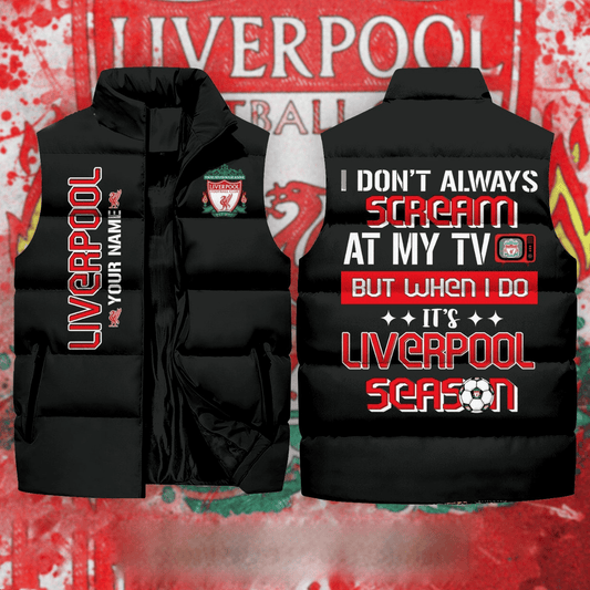 Personalized Liverpool Season Sleeveless Windproof Puffer Jacket