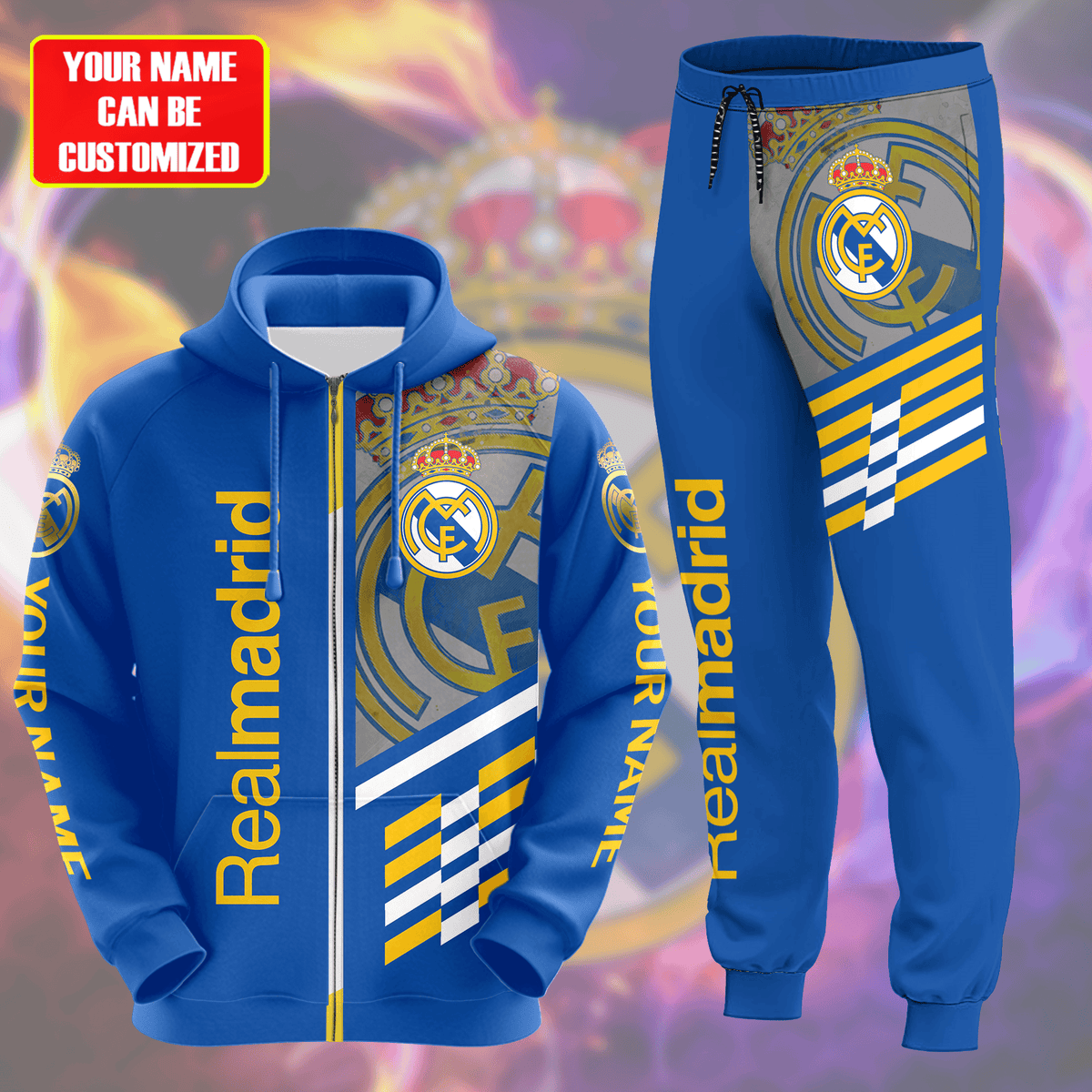 Personalized Real Madrid Q16 3D All over Printed Hoodie and Sweatpants set