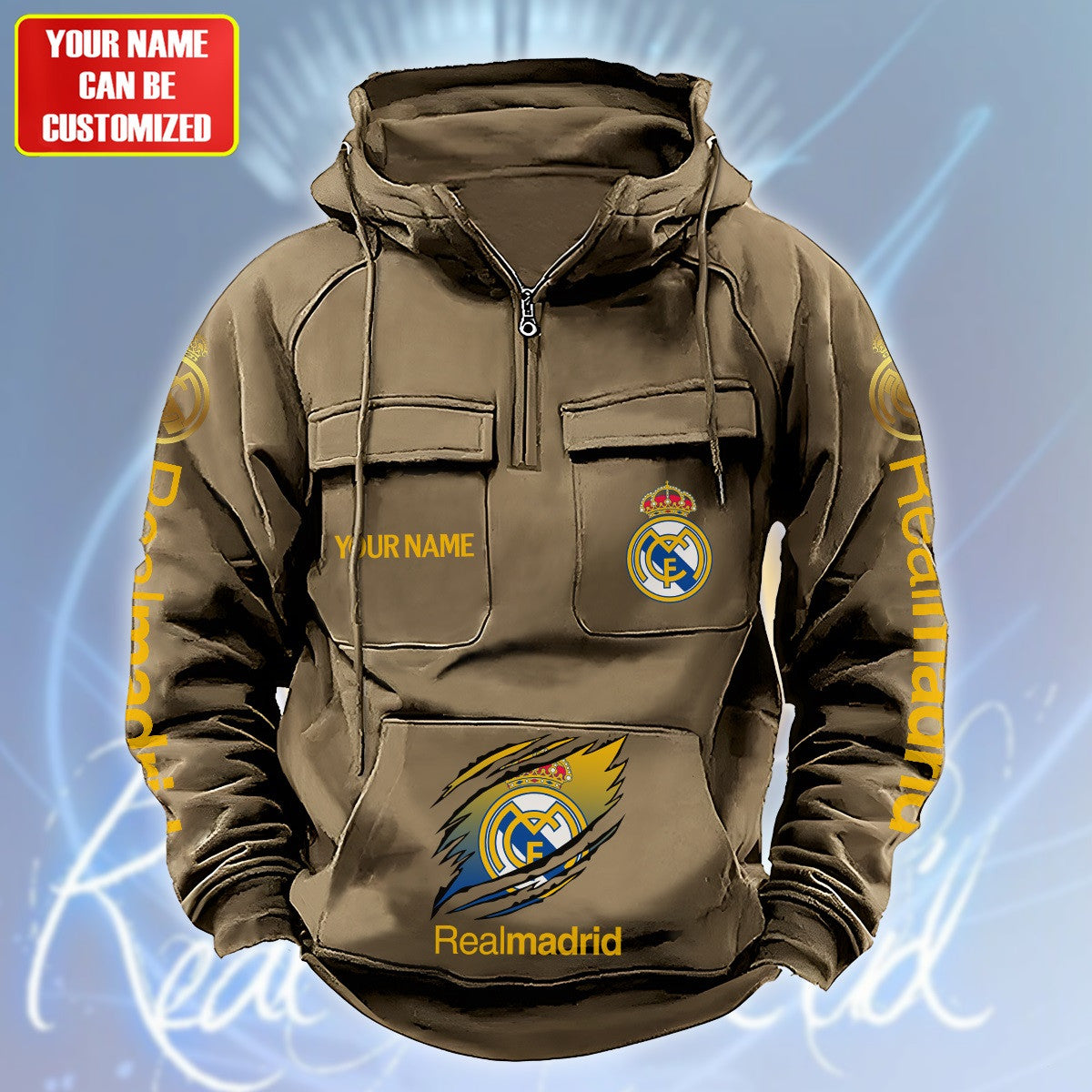 Personalized Real Madrid Tear Retro Cotton Hoodie