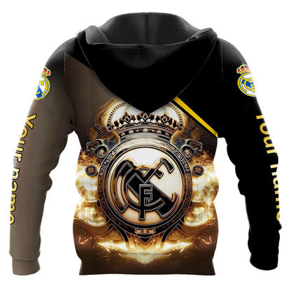Personalized Real Madrid Art Full Printing Set , Real Madrid Shirt , Zipper Polo, Hoodie , Short , Polo ,hawaii