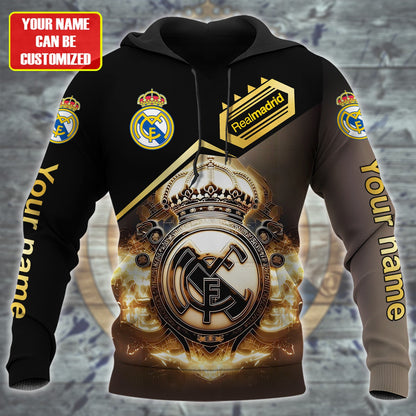 Personalized Real Madrid Art Full Printing Set , Real Madrid Shirt , Zipper Polo, Hoodie , Short , Polo ,hawaii