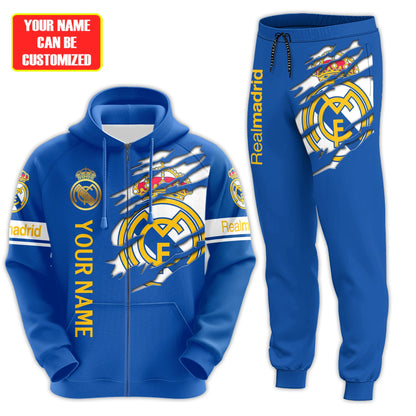 Personalized Real Madrid Tear 3D All over Printed Hoodie and Sweatpants set