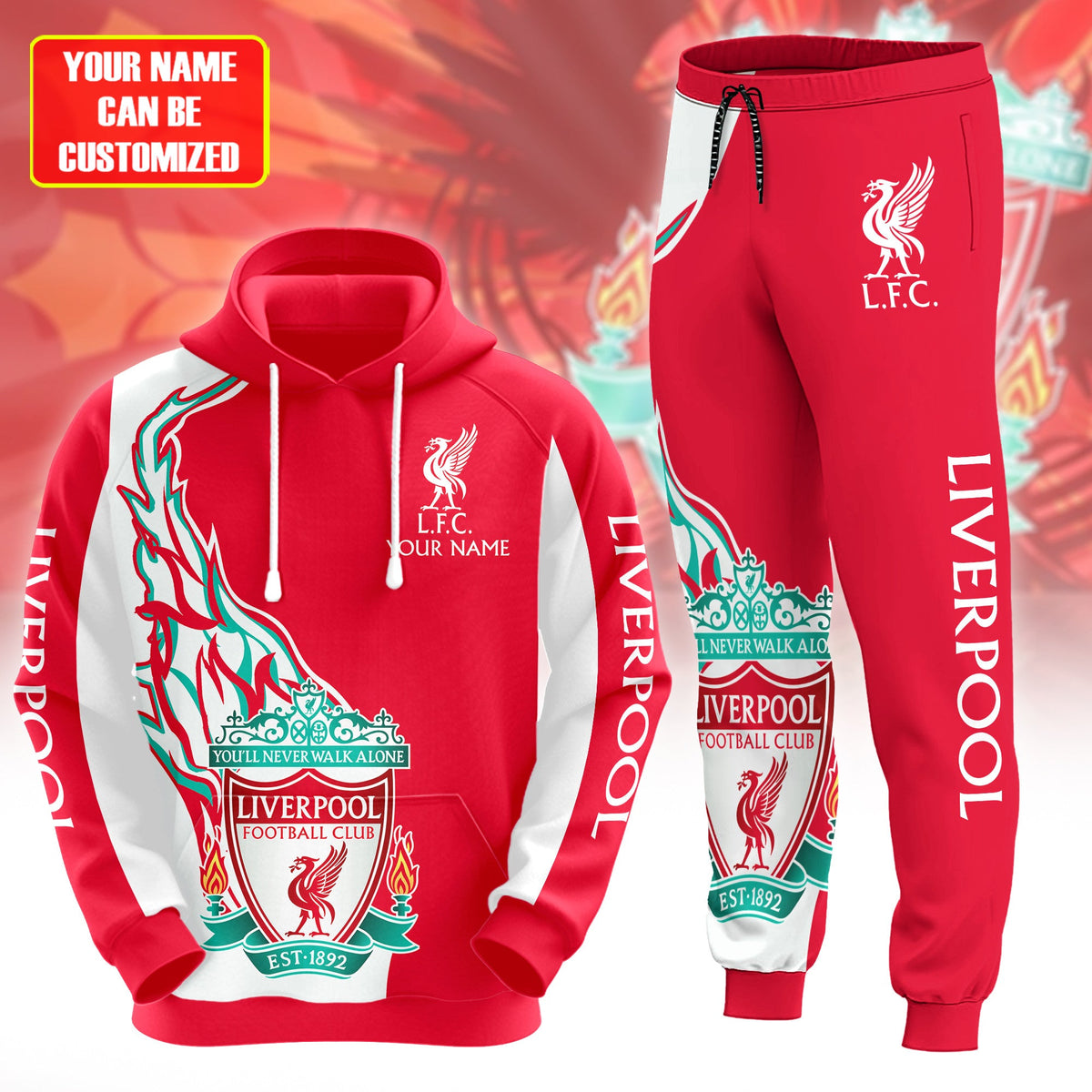 Personalized Liverpool 3D All over Printed Hoodie and Sweatpants set V12