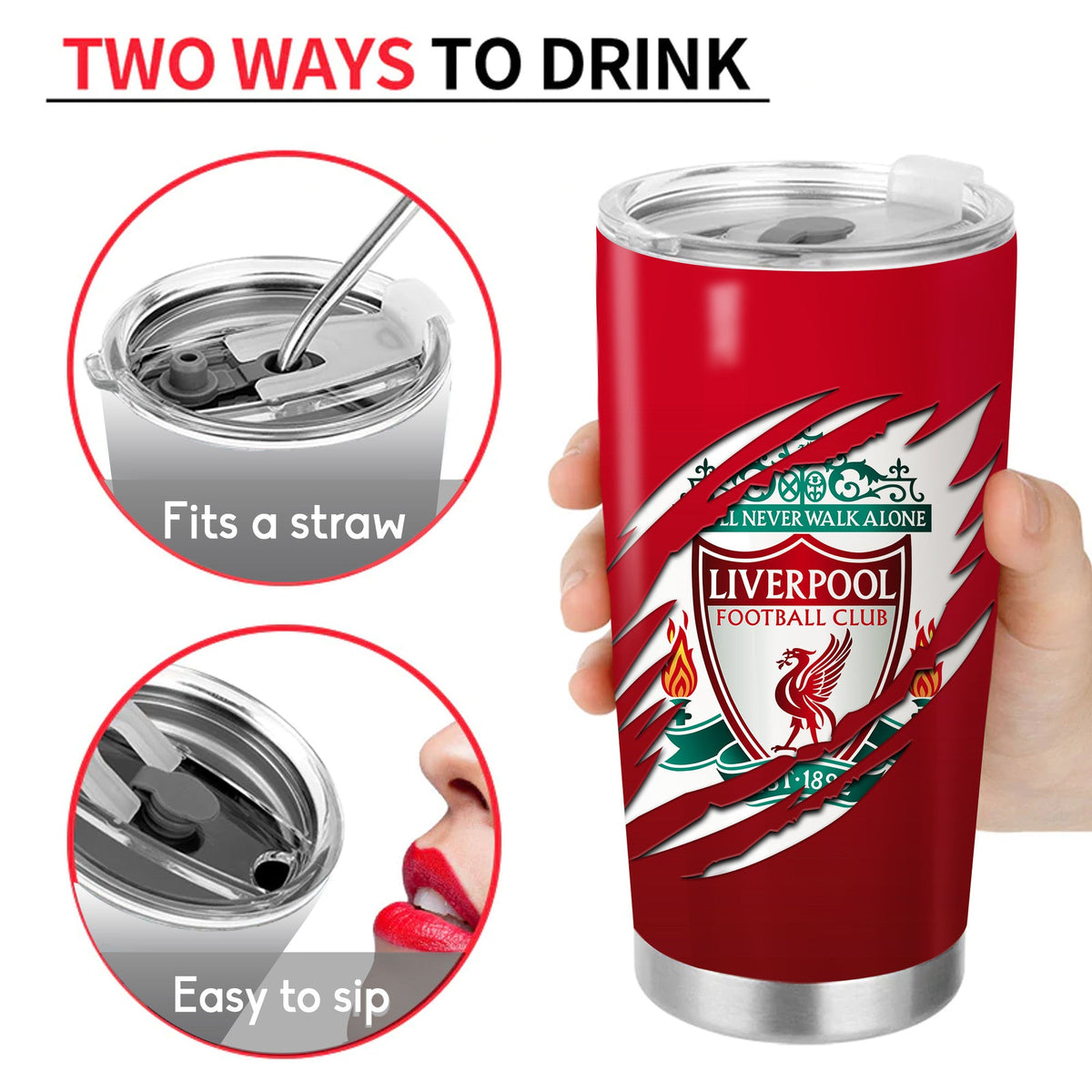 Personalized Liverpool V2 Stainless Tumbler 20oz 30oz Cup