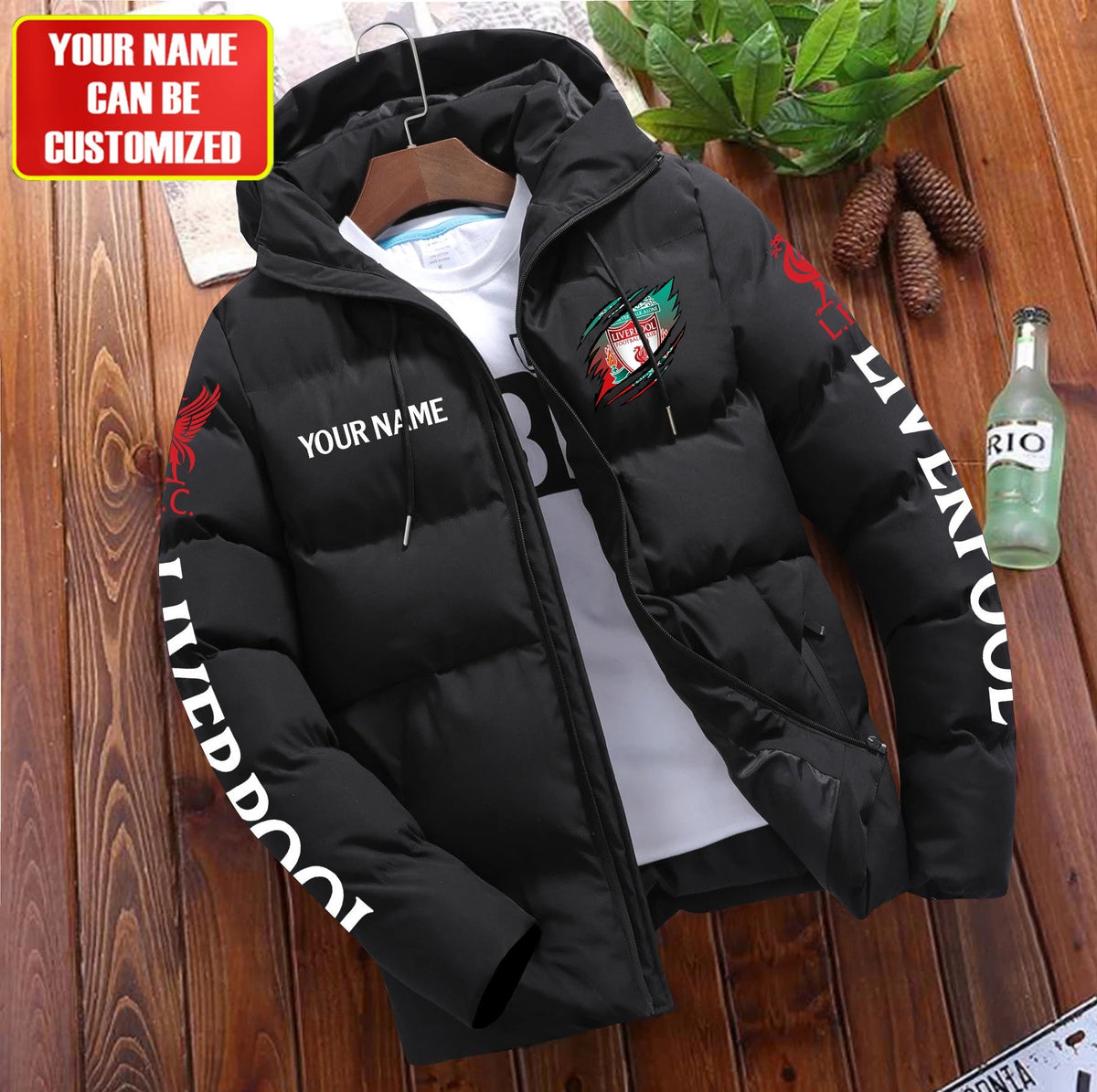Personalized Liverpool Tear Puffer Jacket With Hood