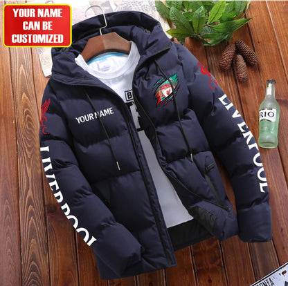 Personalized Liverpool Tear Puffer Jacket With Hood