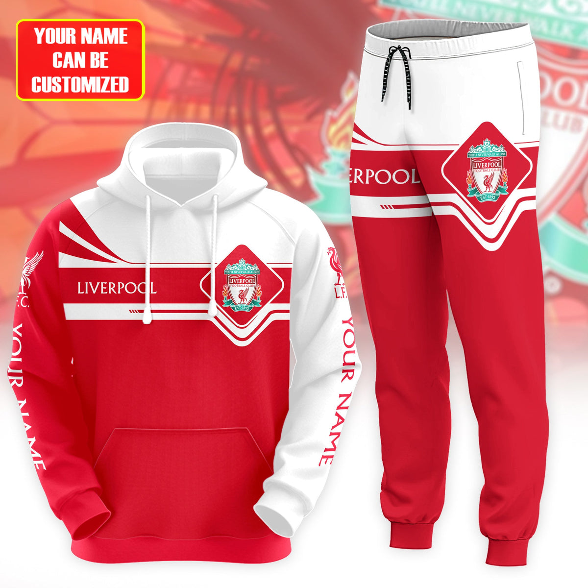 Personalized Liverpool 3D All over Printed Hoodie and Sweatpants set V17