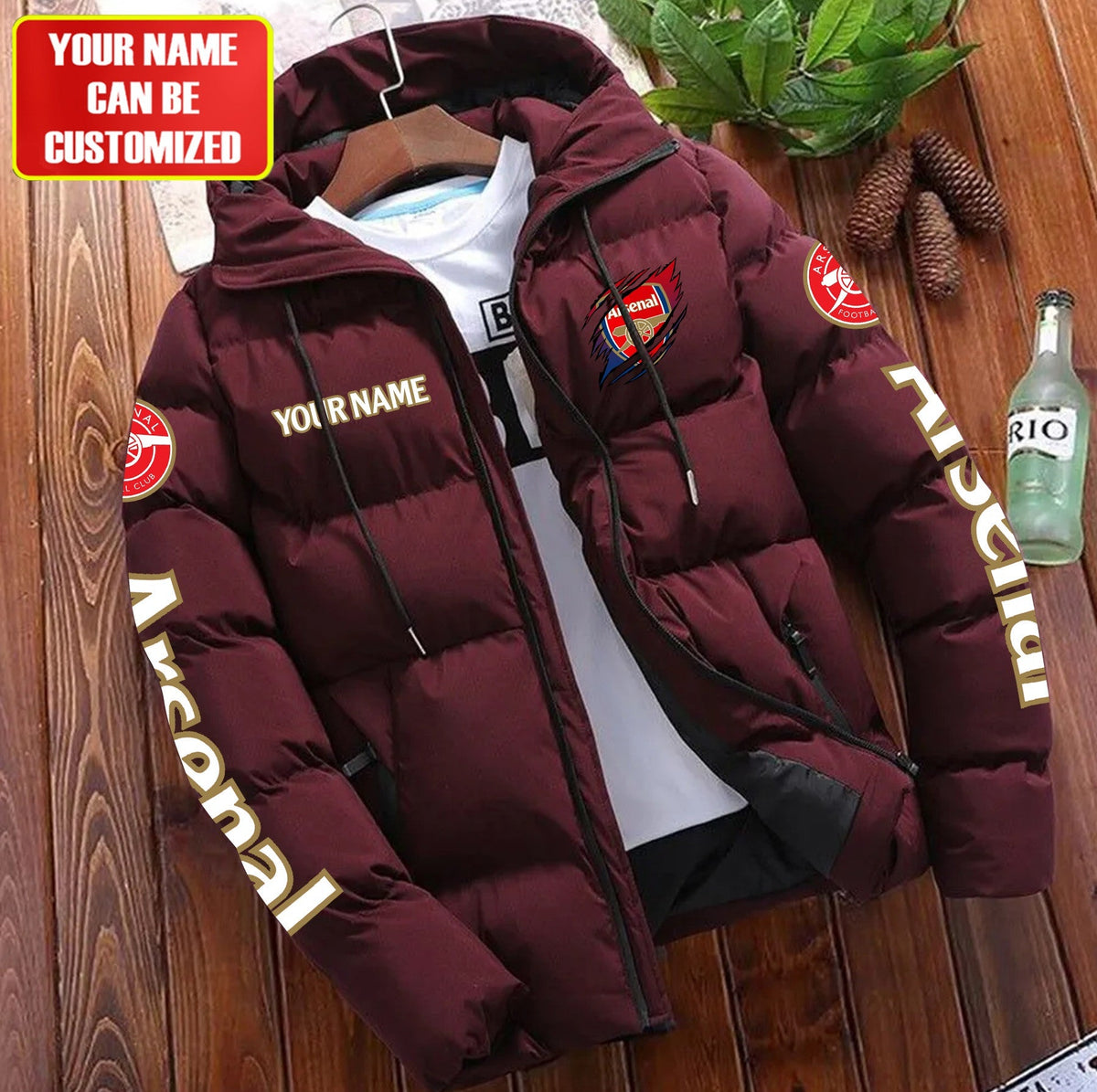 Personalized Arsenal Tear Puffer Jacket With Hood