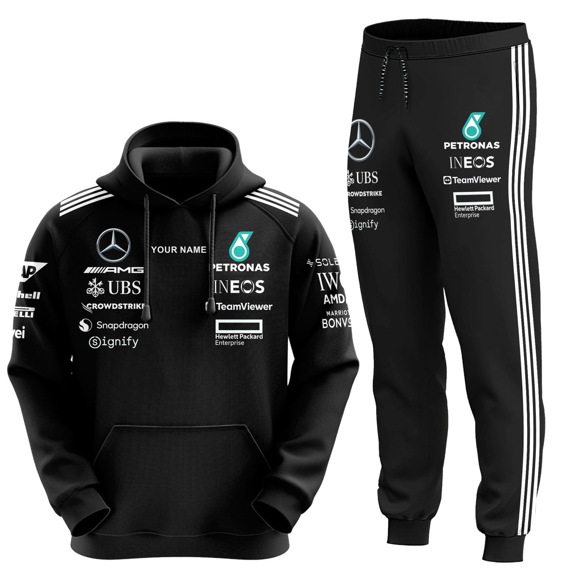 Personalized Merc AMG Petronas Q2 3D All over Printed Hoodie and Sweatpants set