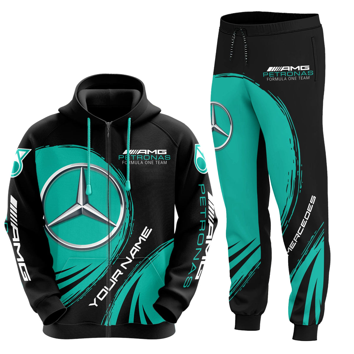 Personalized Merc AMG Petronas Q3 3D All over Printed Hoodie and Sweatpants set