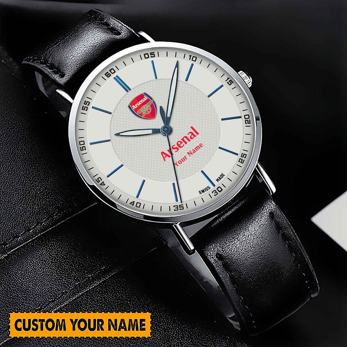 Personalized Arsenal Sapphire Leather Watch