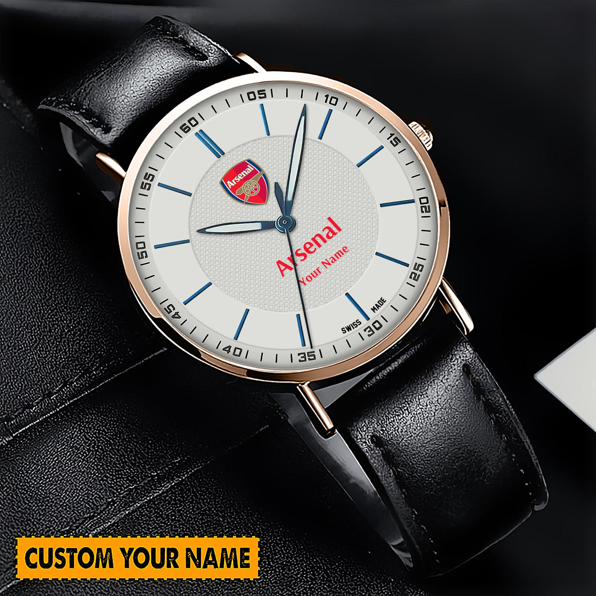 Personalized Arsenal Sapphire Leather Watch