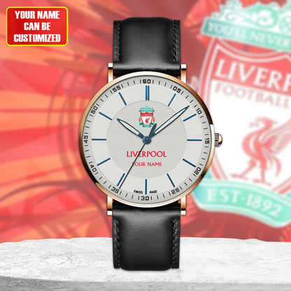 Personalized Liverpool Sapphire Leather Watch