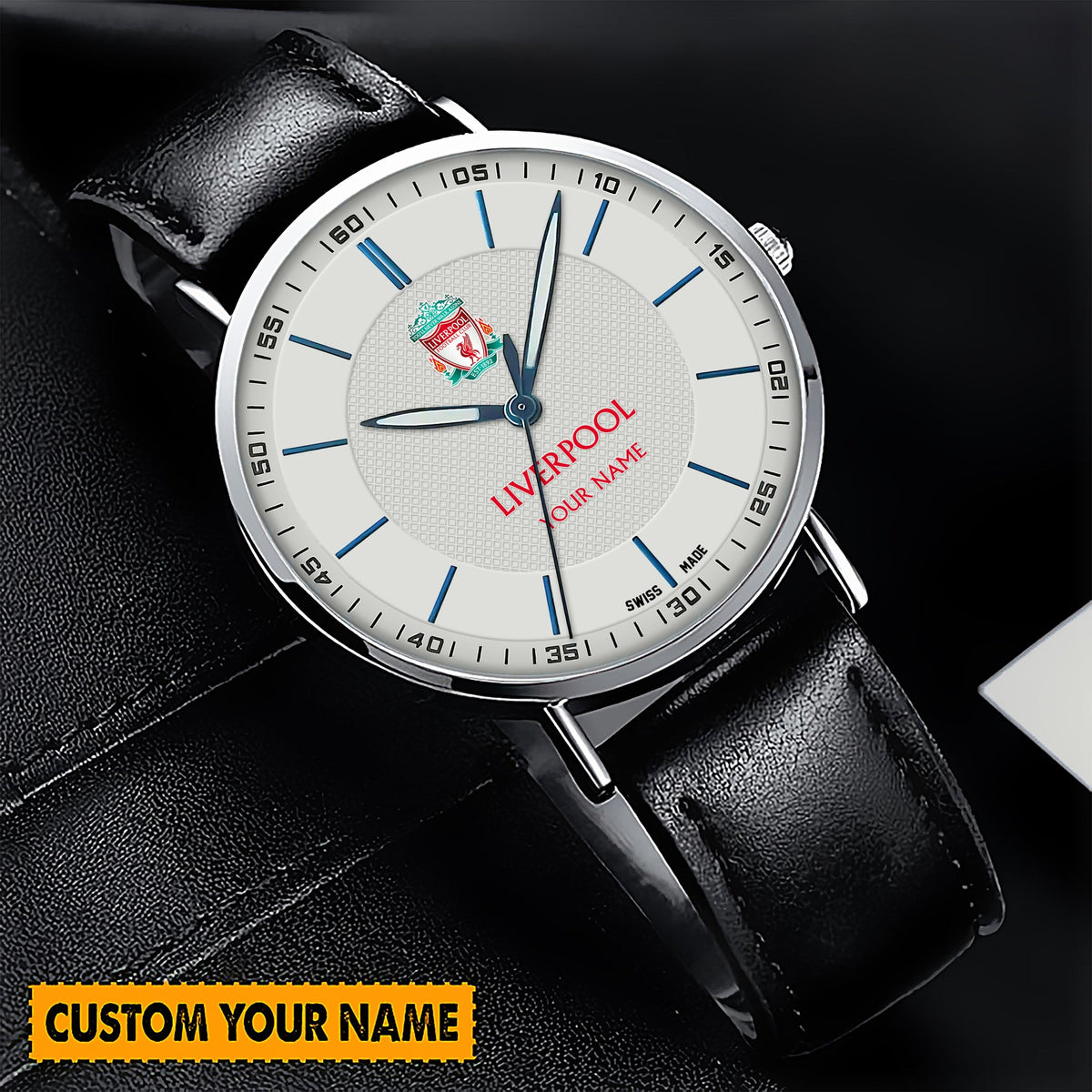 Personalized Liverpool Sapphire Leather Watch