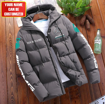 Personalized Merc AMG Petronas Puffer Jacket With Hood