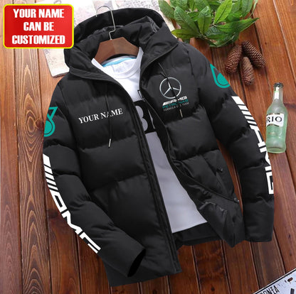 Personalized Merc AMG Petronas Puffer Jacket With Hood