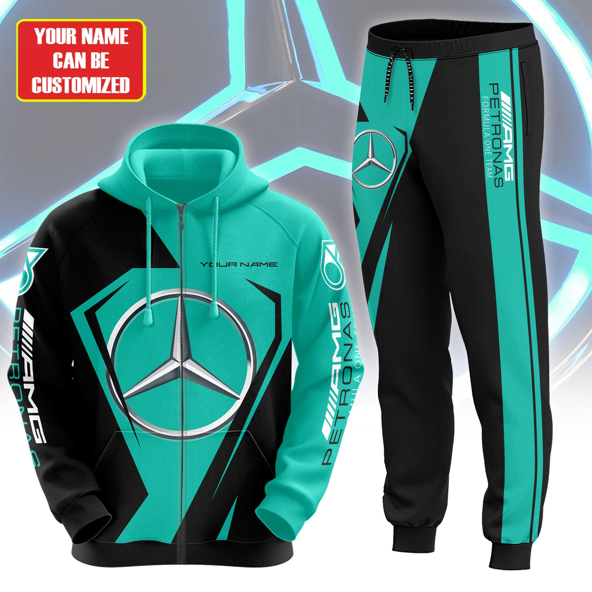 Personalized Merc AMG Petronas 3D All over Printed Hoodie and Sweatpants set V1