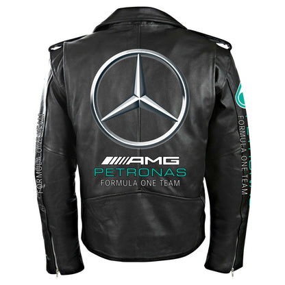Merc AMG Petronas Zipper Vintage Leather Jacket P230505