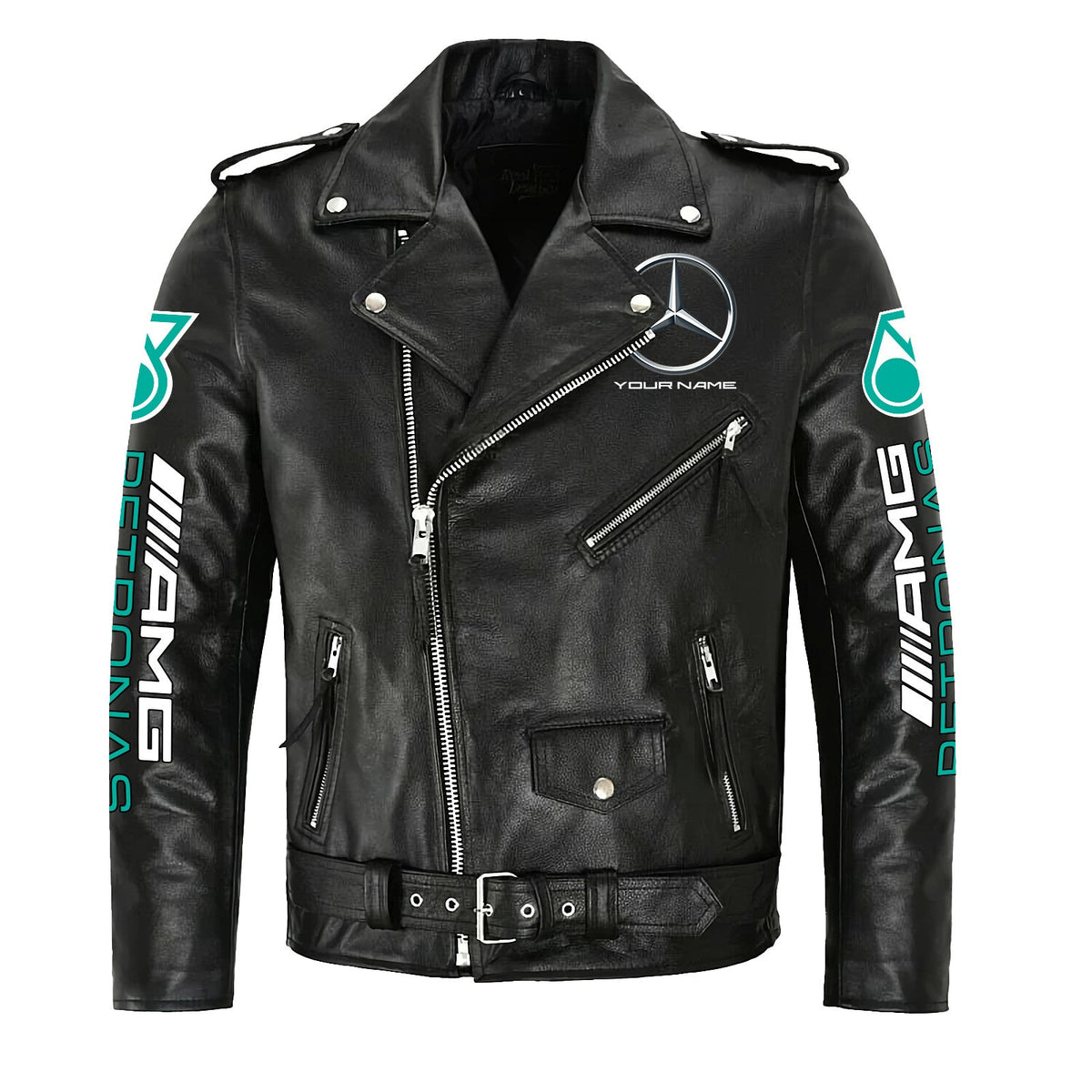 Merc AMG Petronas Zipper Vintage Leather Jacket P230505