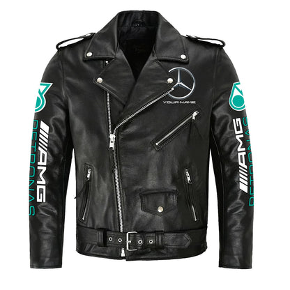 Merc AMG Petronas Zipper Vintage Leather Jacket P230505