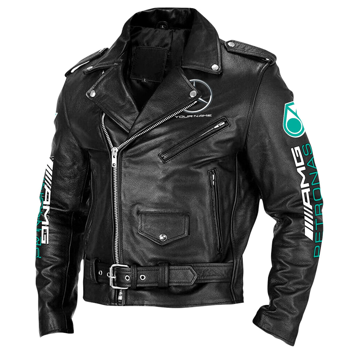 Merc AMG Petronas Zipper Vintage Leather Jacket