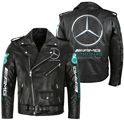 Merc AMG Petronas Zipper Vintage Leather Jacket