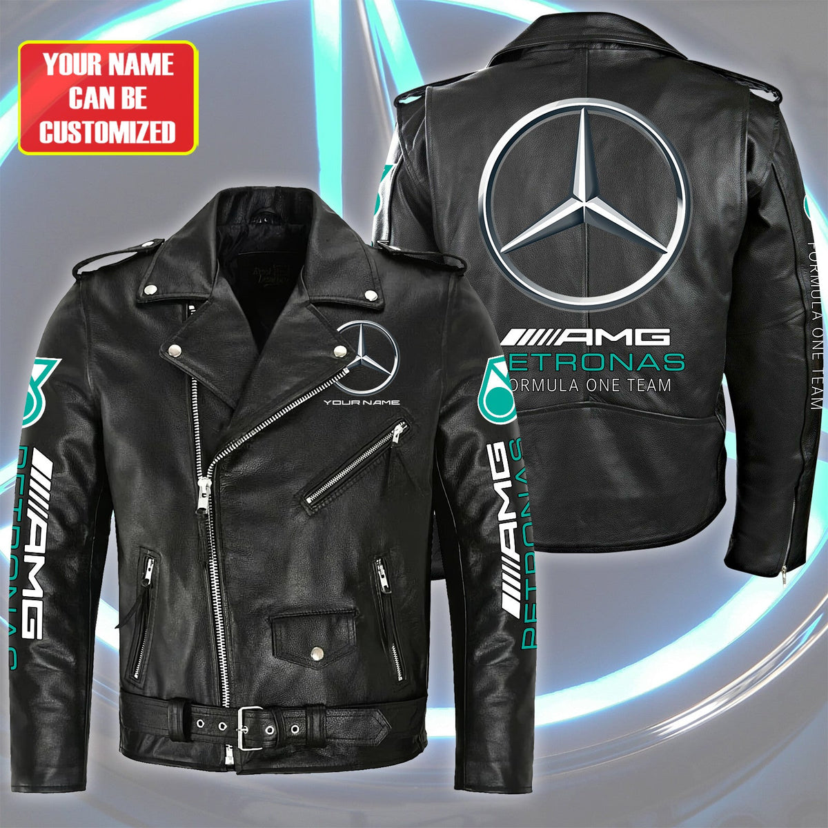 Merc AMG Petronas Zipper Vintage Leather Jacket P230505