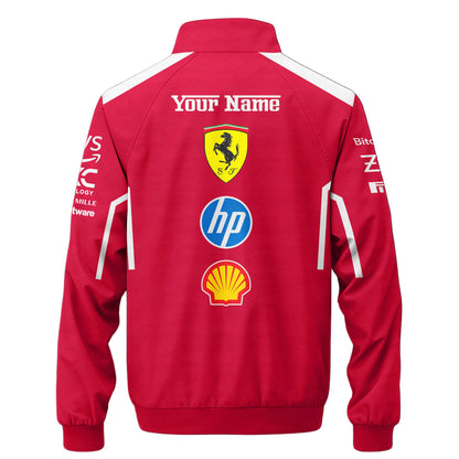 Personalized S.F F1 Team Zipper Stand Collar Jacket 3D