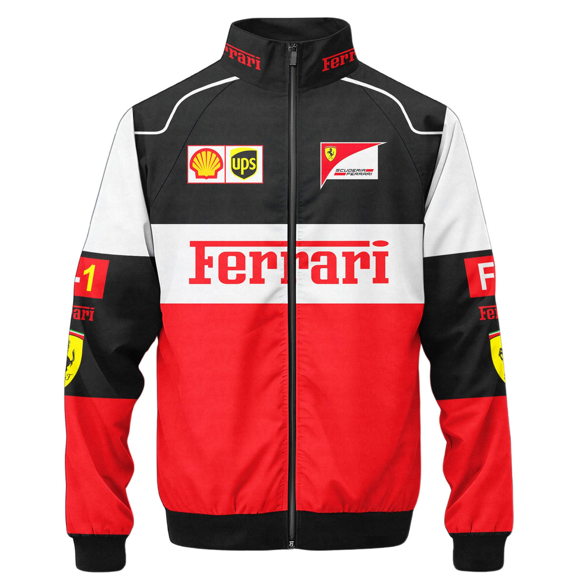 S.F F1 Team Vintage Zipper Stand Collar Jacket 3D