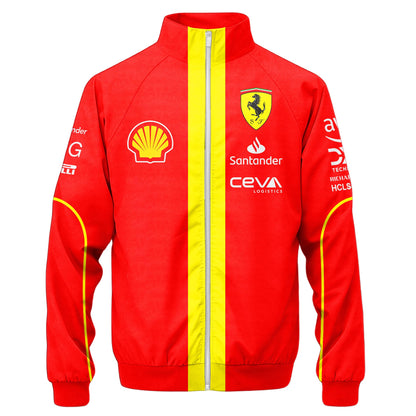 Personalized S.F F1 Team Zipper Stand Collar Jacket 3D