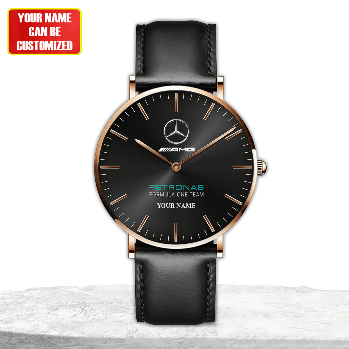 Personalized Merc AMG Petronas Quartz Leather Watch