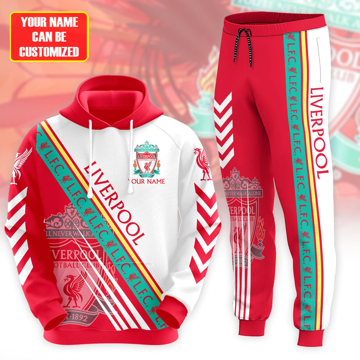 Personalized Liverpool Q14 3D All over Printed Hoodie and Sweatpants set