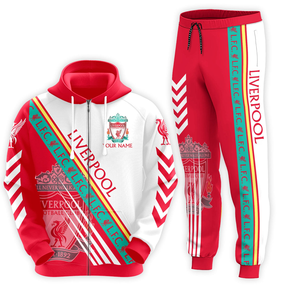 Personalized Liverpool Q14 3D All over Printed Hoodie and Sweatpants set